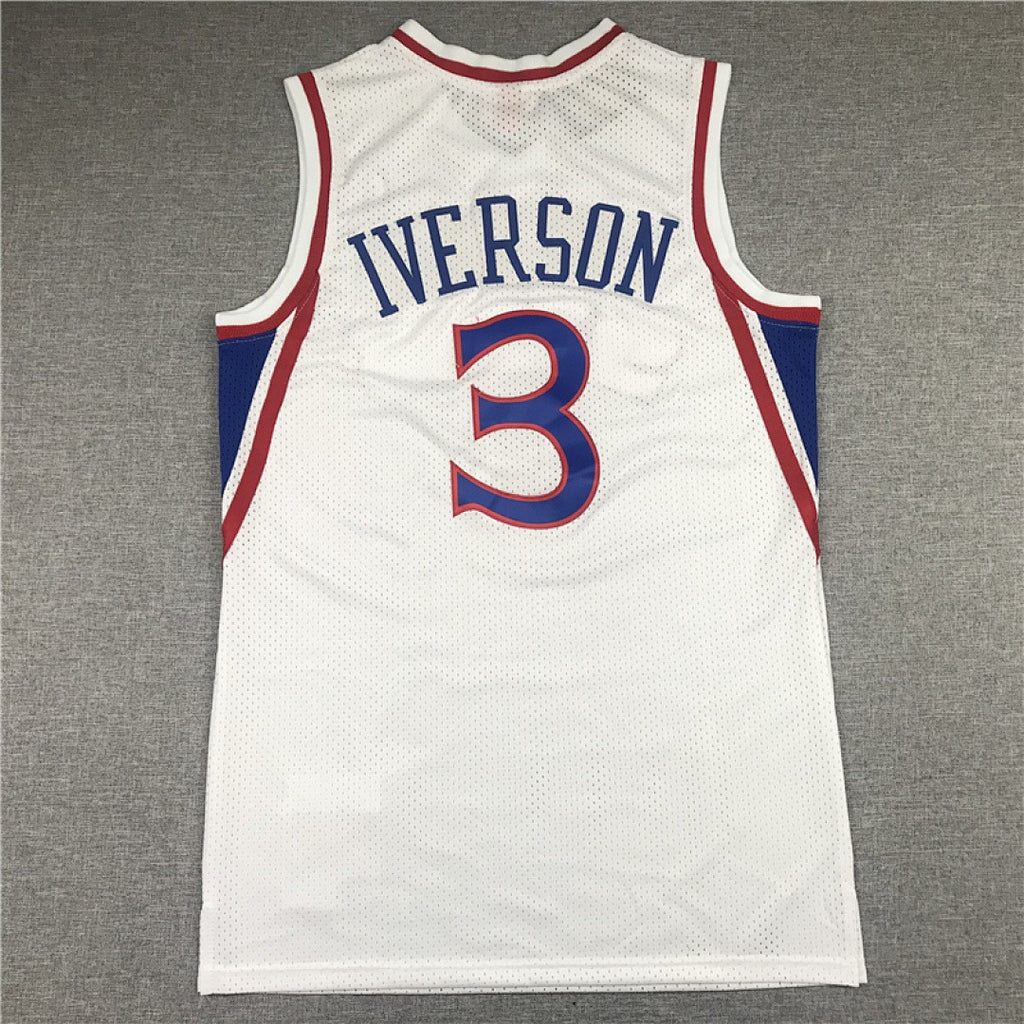 Philadelphia 76ers Allen Iverson #3 1996-97 NBA Rookie Season Retro Embroidered Jersey – Sizes S-XXXL