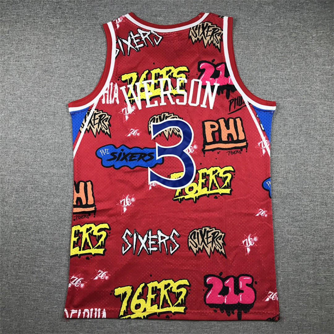 Philadelphia 76ers Allen Iverson #3 NBA Retro Embroidered Jersey – Sizes S-XXXL