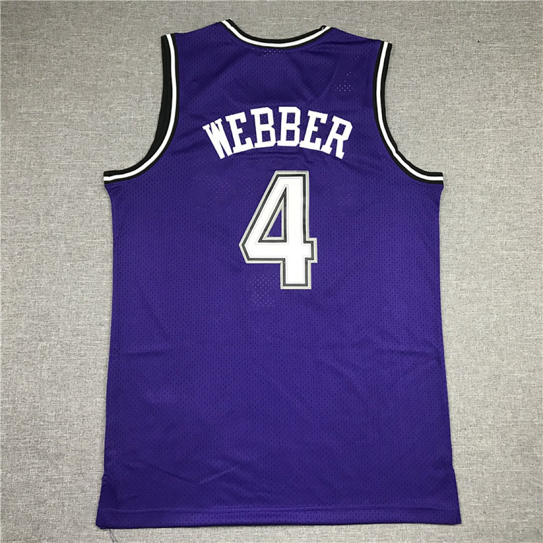 Sacramento Kings Webber #4 NBA Retro Embroidered Jersey – Sizes S-XXXL