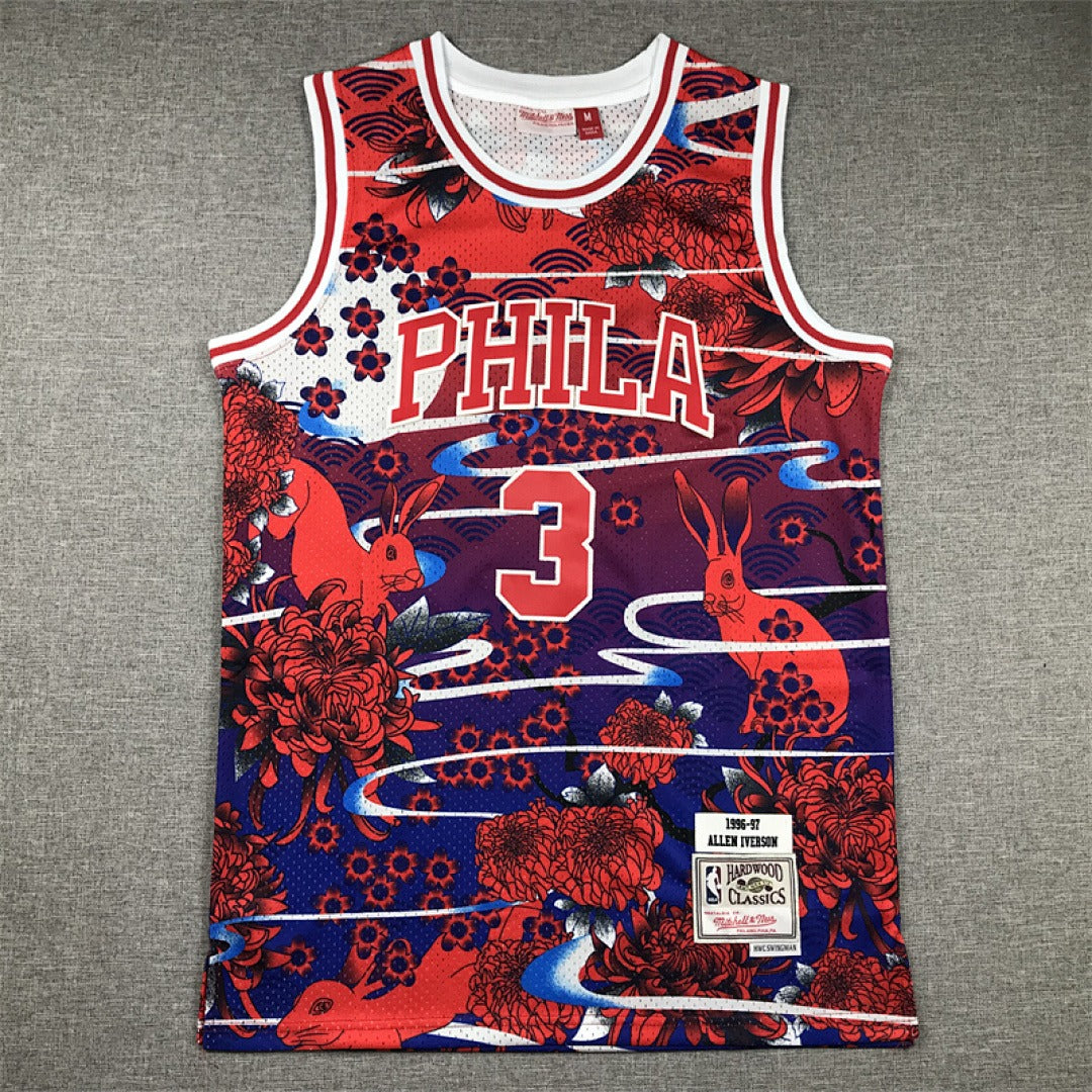 NBA retro version of the Philadelphia 76ers #3 Allen Iverson jersey.