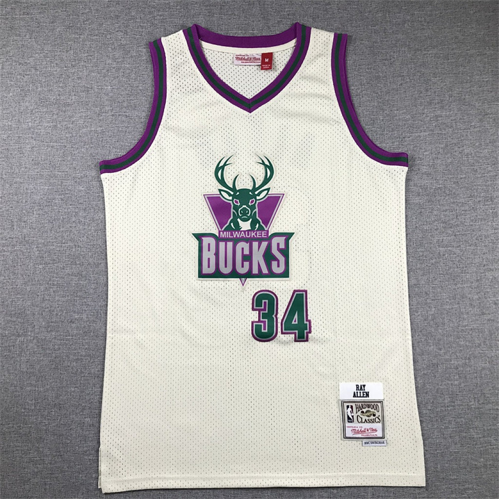 Milwaukee Bucks #34 Ray Allen Retro NBA Jersey – Sizes S–XXXL