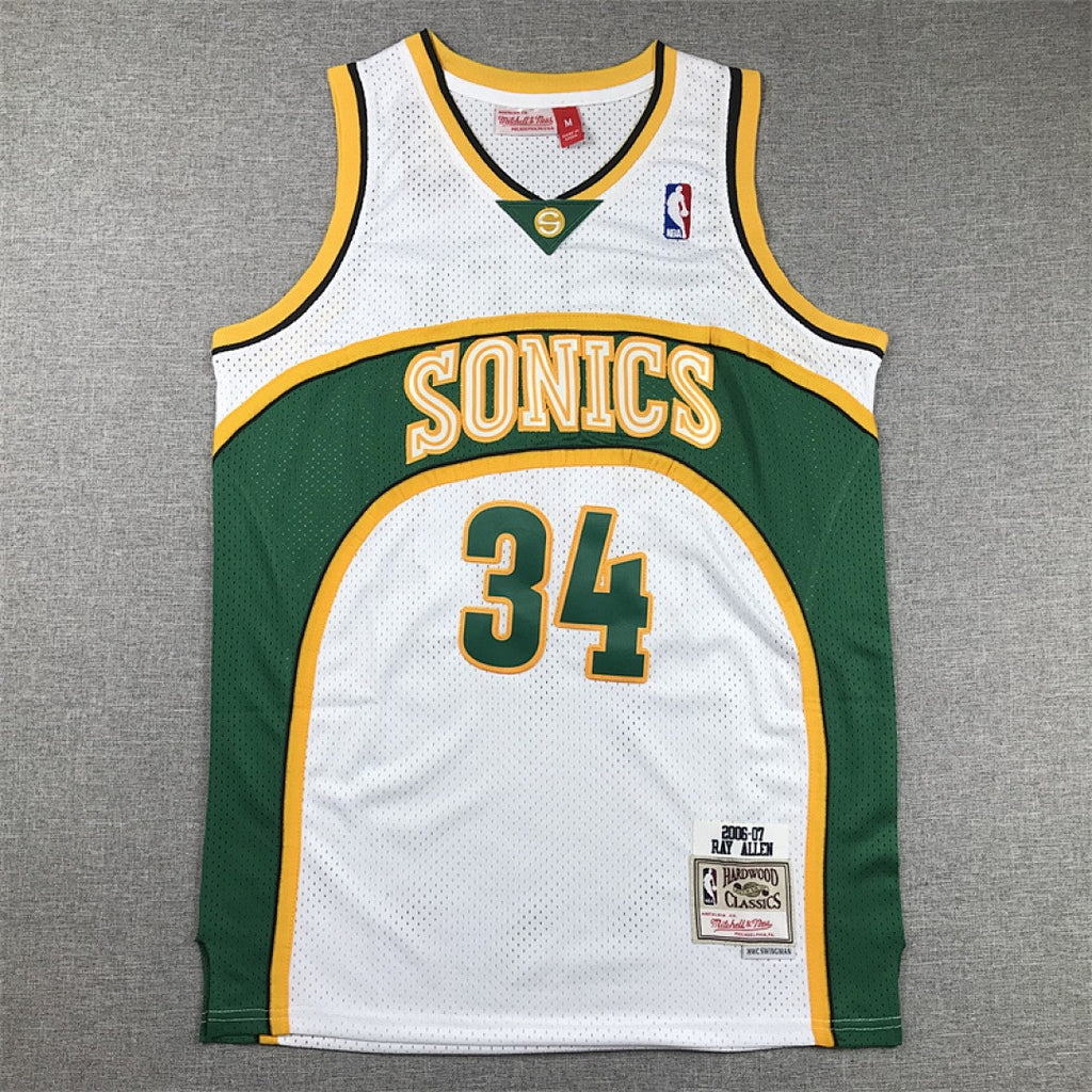 Ray Allen #34 Seattle SuperSonics NBA Retro Embroidered Jersey