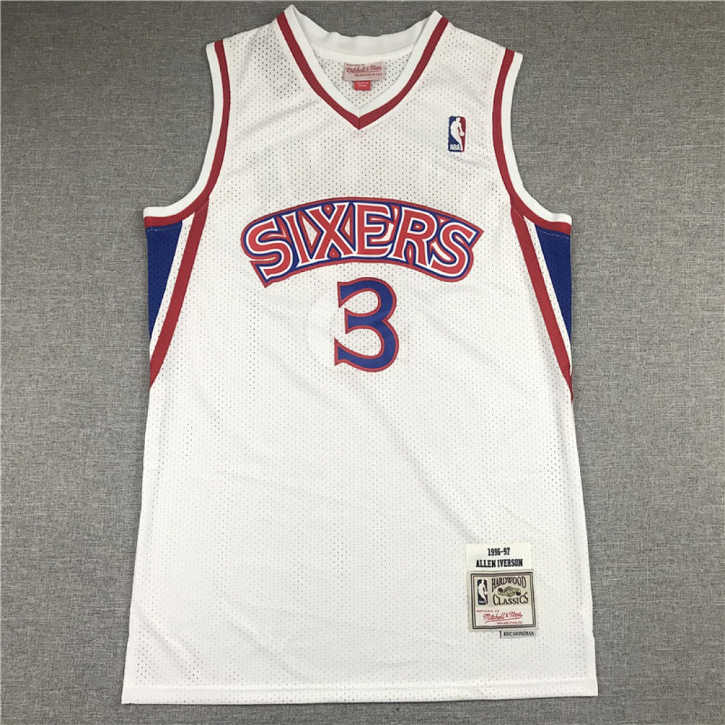 Philadelphia 76ers Allen Iverson #3 1996-97 NBA Rookie Season Retro Embroidered Jersey – Sizes S-XXXL